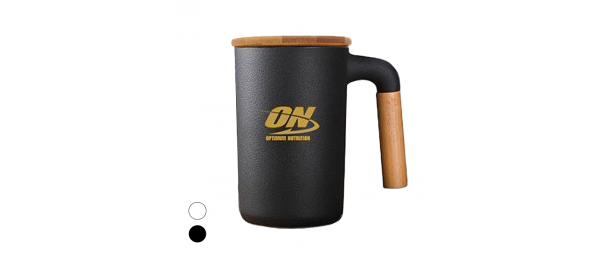 DESIGNER Ceramic Mug with Wooden Handle - 450ml