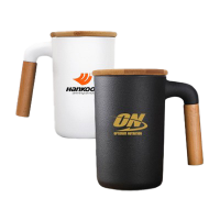 DESIGNER Ceramic Mug with Wooden Handle - 450ml