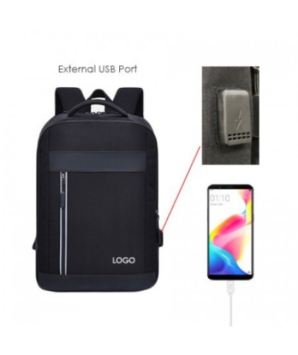 15.6" PU Laptop Backpack with USB Port