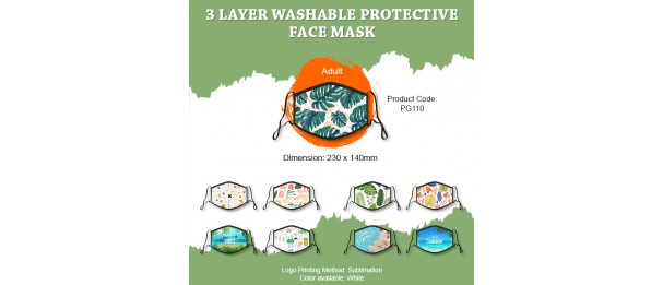 CUSTOMIZED 3 Layers Washable Protective Face Mask