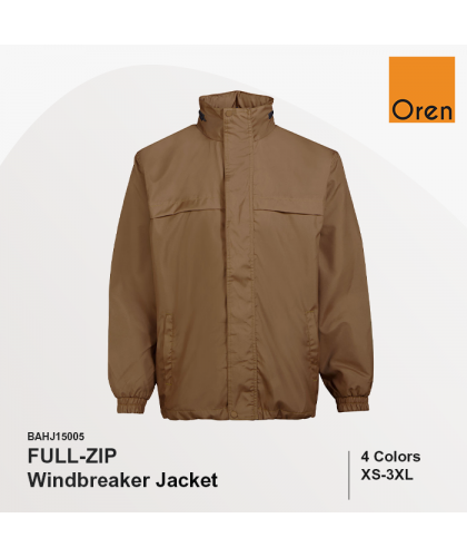 Full-Zip Windbreaker Jacket with Hidden Hoodie
