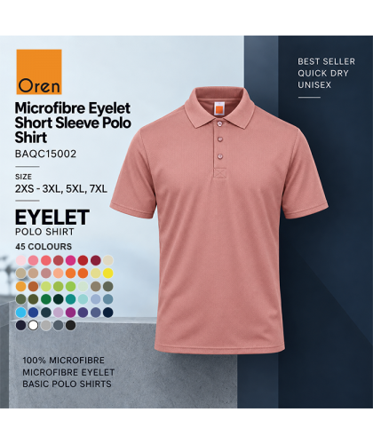 Microfibre Eyelet Short Sleeve Polo Shirt