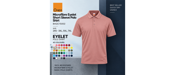 Microfibre Eyelet Short Sleeve Polo Shirt