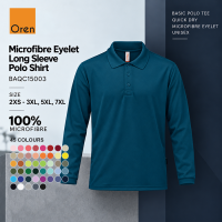 Microfibre Eyelet Long Sleeve Polo Shirt