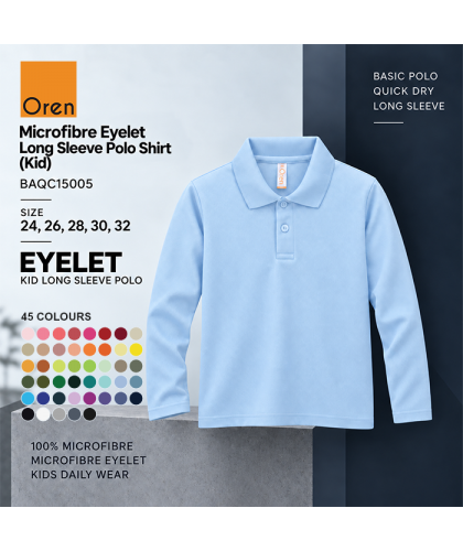 Microfibre Eyelet Long Sleeve Polo Shirt (Kid)