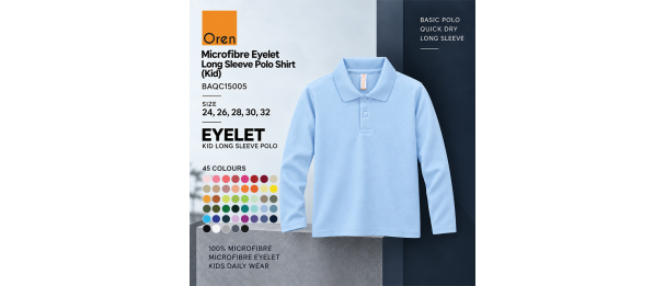 Microfibre Eyelet Long Sleeve Polo Shirt (Kid)