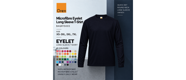Microfibre Eyelet Long Sleeve T-Shirt