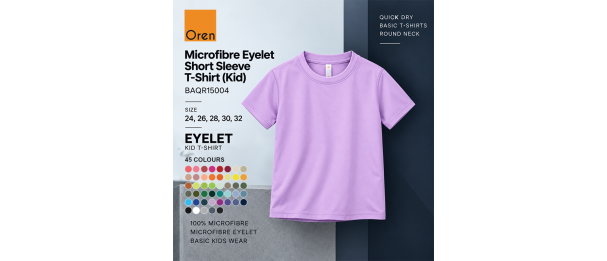 Microfibre Eyelet Short Sleeve T-Shirt (KId)