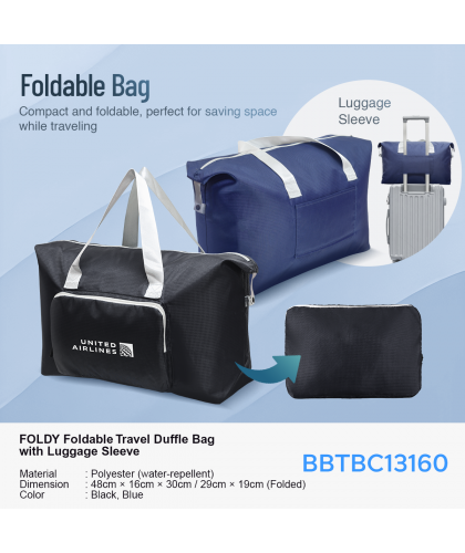 FOLDY Foldable Travel Duffle Bag With Luggage Sleeve