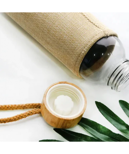 Eco Jute Bamboo Glass Bottle - 550ml