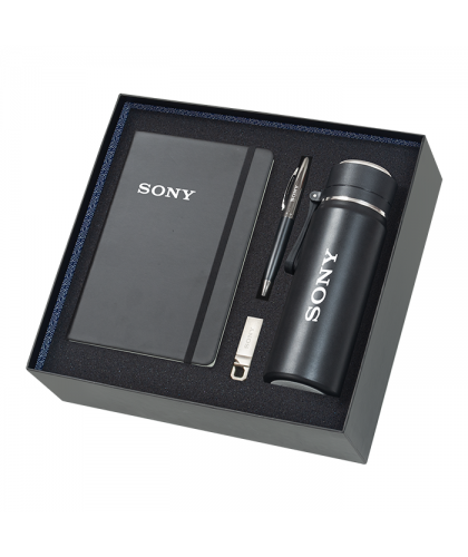 4 in 1 Gift Set (Vacuum Flask + Metal Pen + Notebook + USB)