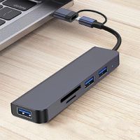 5-in-1 USB 3.0 Hub with 2 Connector