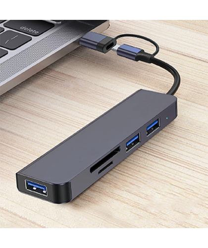 5-in-1 USB 3.0 Hub with 2 Connector