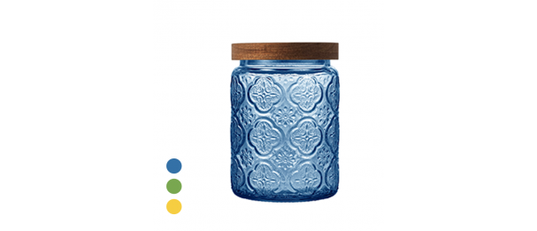 COLOUR Wooden Lid Glass Canister - 700ml