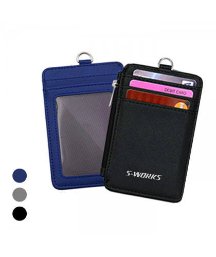 PU ID Holder with Open Zippered Wallet