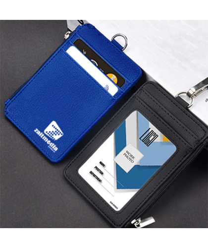 PU ID Holder with Open Zippered Wallet