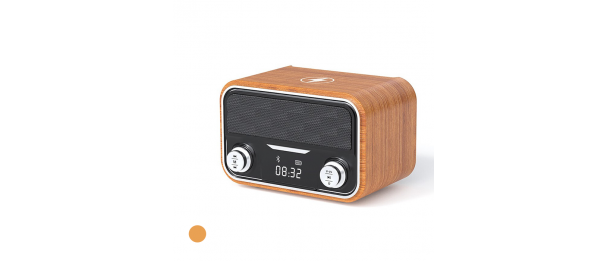 Wooden Double Speaker with Clock Display