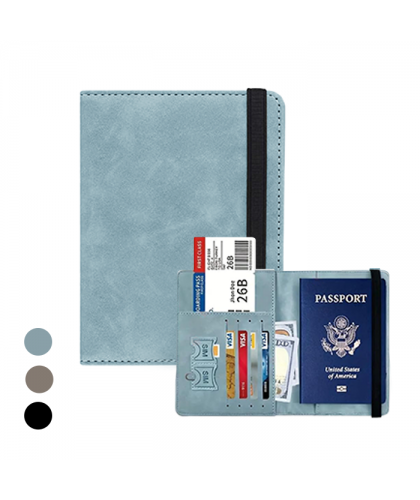 RFID Leather Travel Passport with Cards Holder