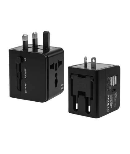 SPARK Universal Travel Adapter with Dual USB + 1 Type-C