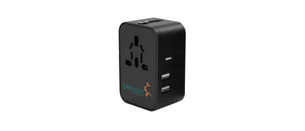OMNIPORT Universal Travel Adapter with Dual USB + 1 Type-C
