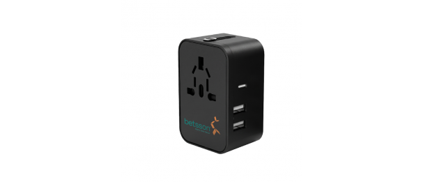 OMNIPORT Universal Travel Adapter with Dual USB + 1 Type-C