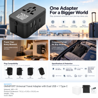 OMNIPORT Universal Travel Adapter with Dual USB + 1 Type-C