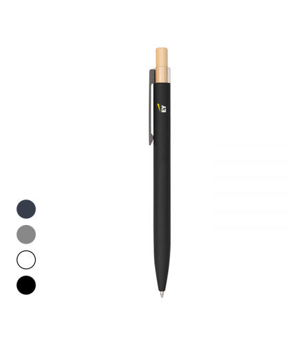 Recycled Aluminum Pen With Bamboo Plunger