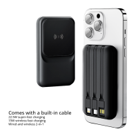 Fast Charge 10000mah Wireless Power Bank with Cables and LED Display