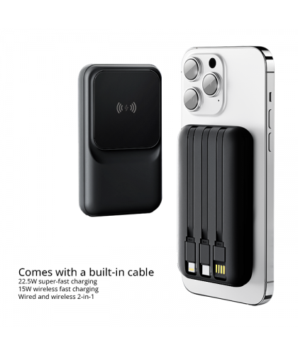 Fast Charge 10000mah Wireless Power Bank with Cables and LED Display