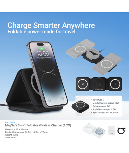 FOLD MagSafe 3-in-1 Foldable Wireless Charger (15W)