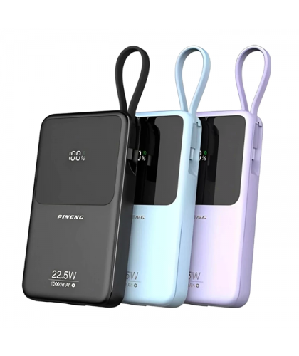 Pineng PN891PD Built-in Cable 22.5W 10000mAh Powerbank with 3C Certified